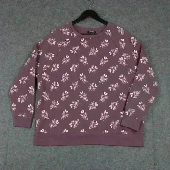 🔵 2/$15 ~ GEORGE fleece ladies sweater XL burgundy with white flowers - Picture 4 of 9